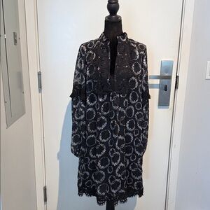 Anna Sui Black and White Patterned Dress